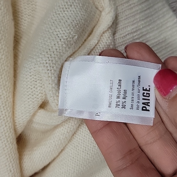 PAIGE Size Small Ivory Raundi Wool Blend Turtleneck Sweater - Picture 7 of 8